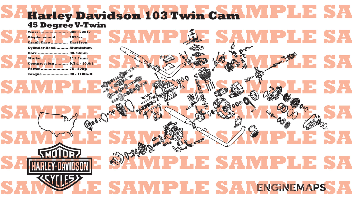 Harley Davidson 103 Twin Cam Exploded View Banner