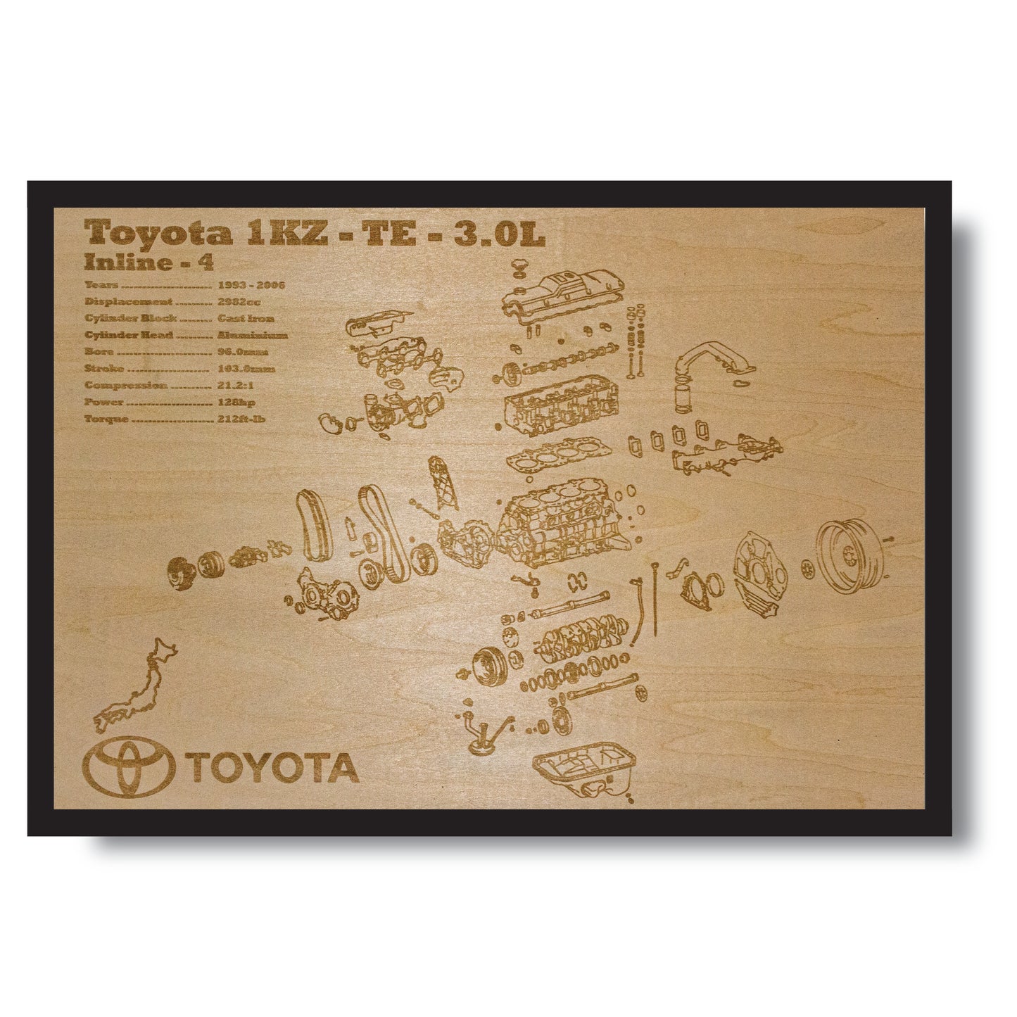 Toyota 1KZ-TE 3.0L Exploded View Poster