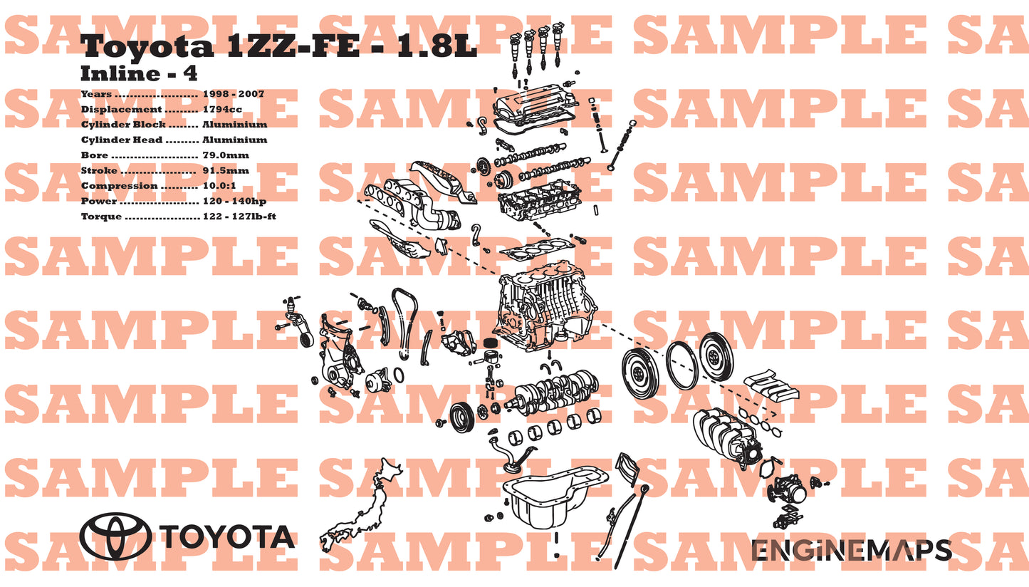 Toyota 1ZZ-FE 1.8L Exploded View Banner