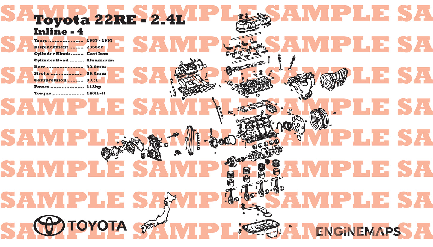 Toyota 22RE 2.4L Exploded View Banner