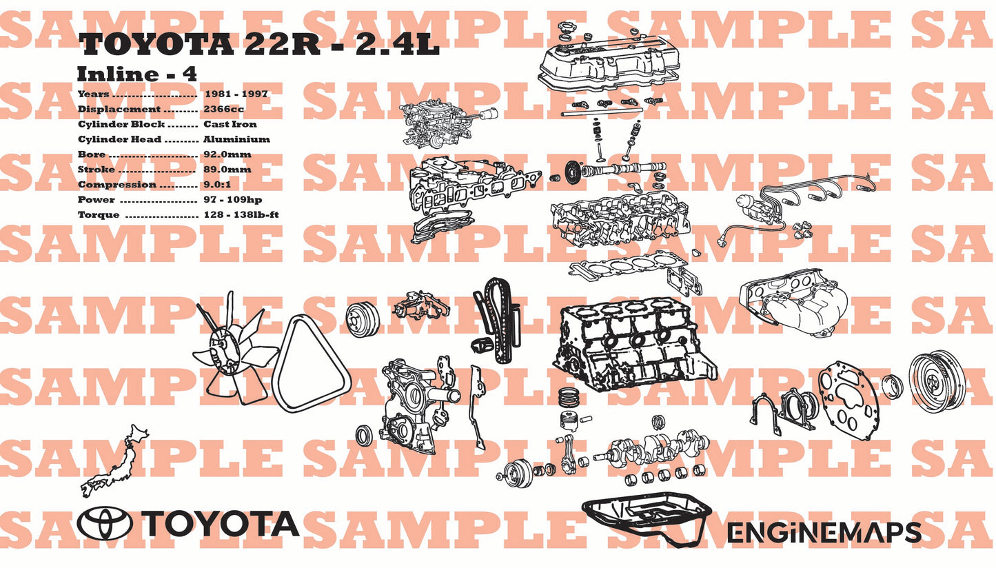 Toyota 22R 2.4L Exploded View banner