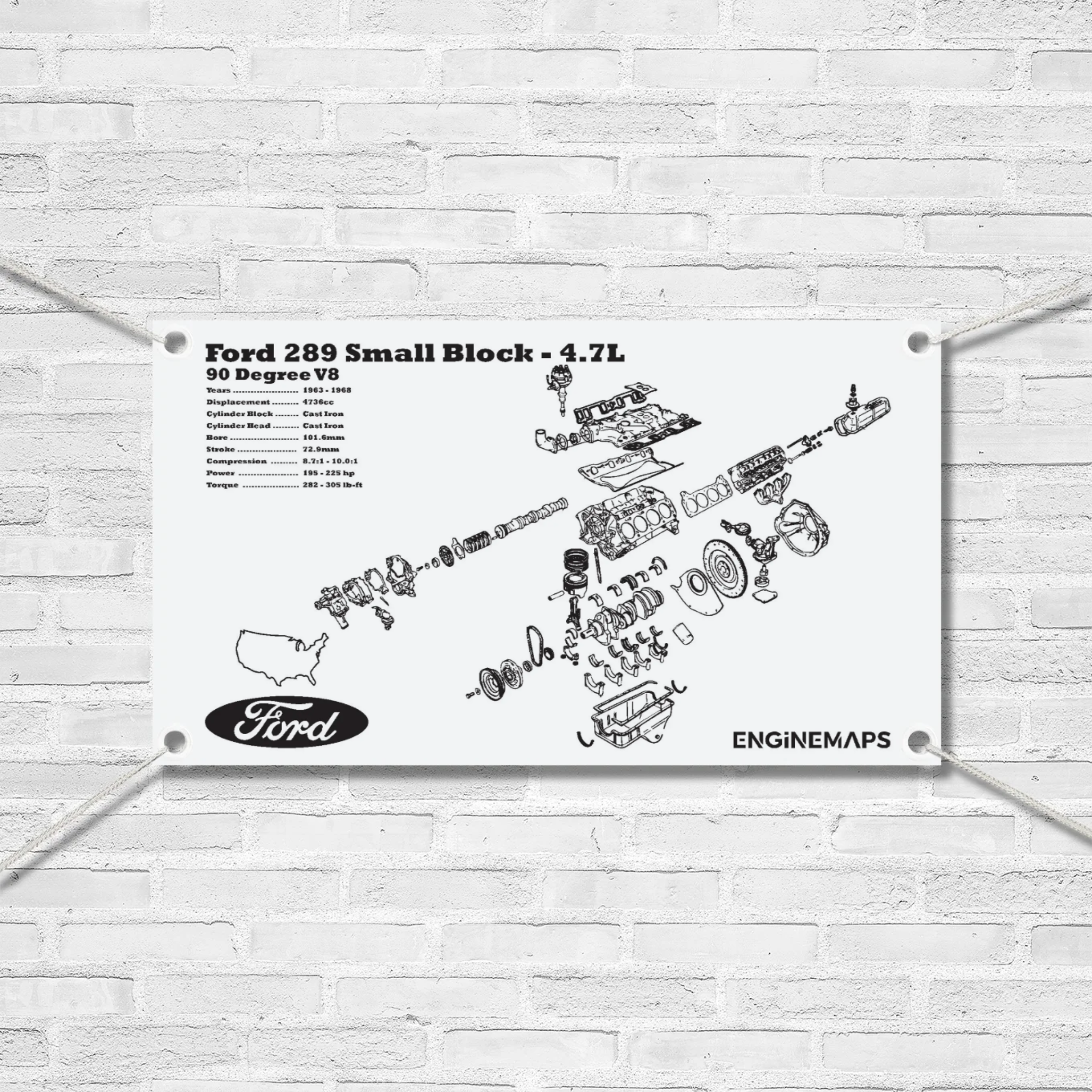 Ford 289 Small Block 4.7L Exploded View Banner – EngineMaps