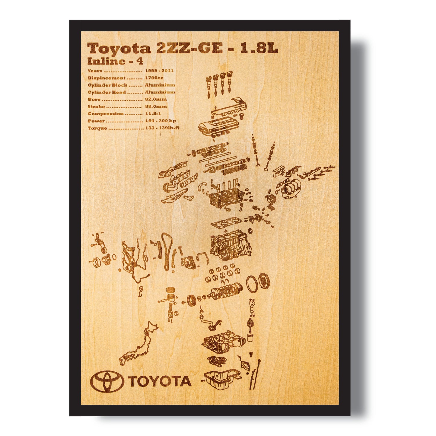 Toyota 2ZZ-GE 1.8L Exploded View Poster
