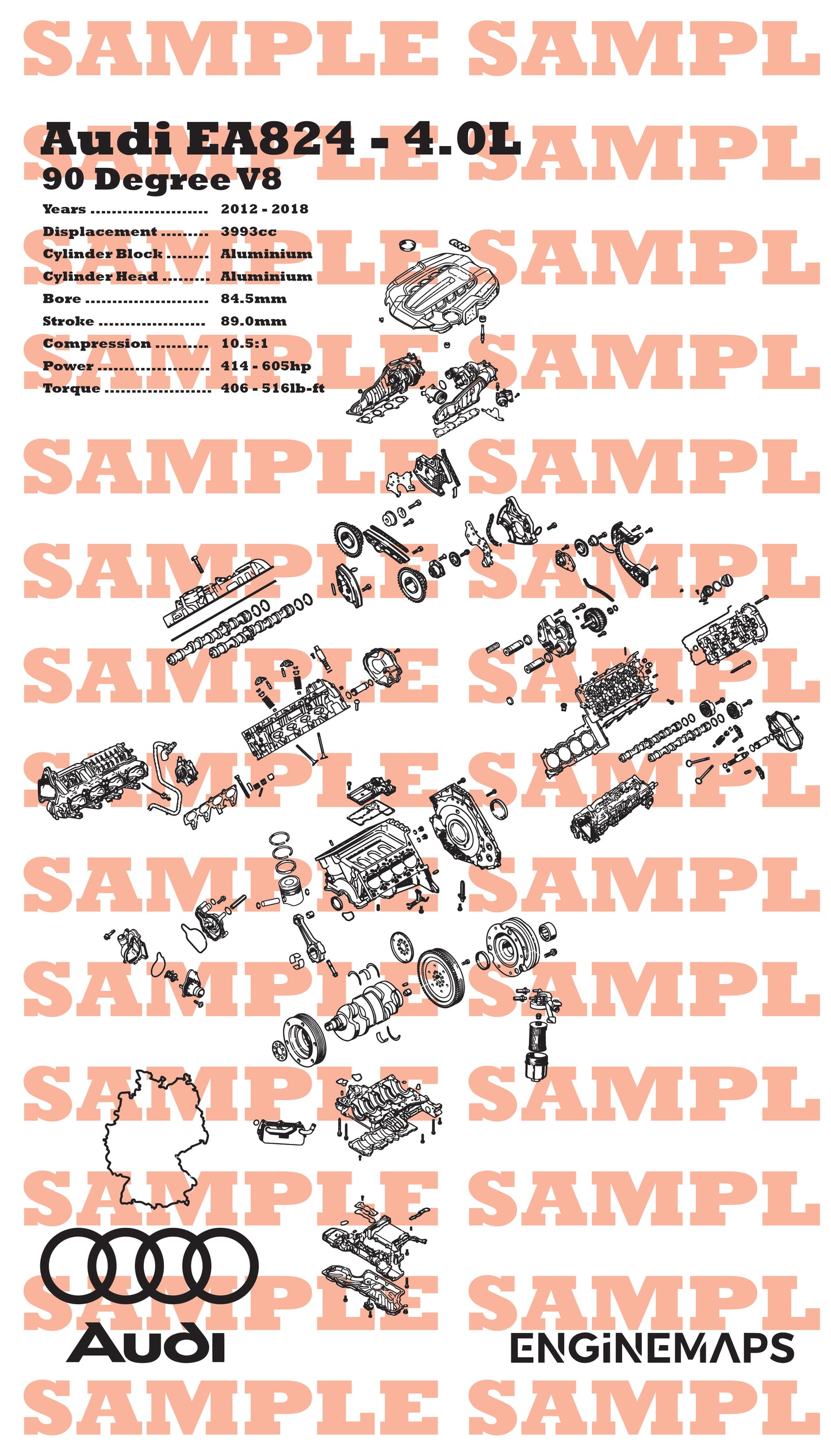 Audi EA824 4.0L Exploded View Banner