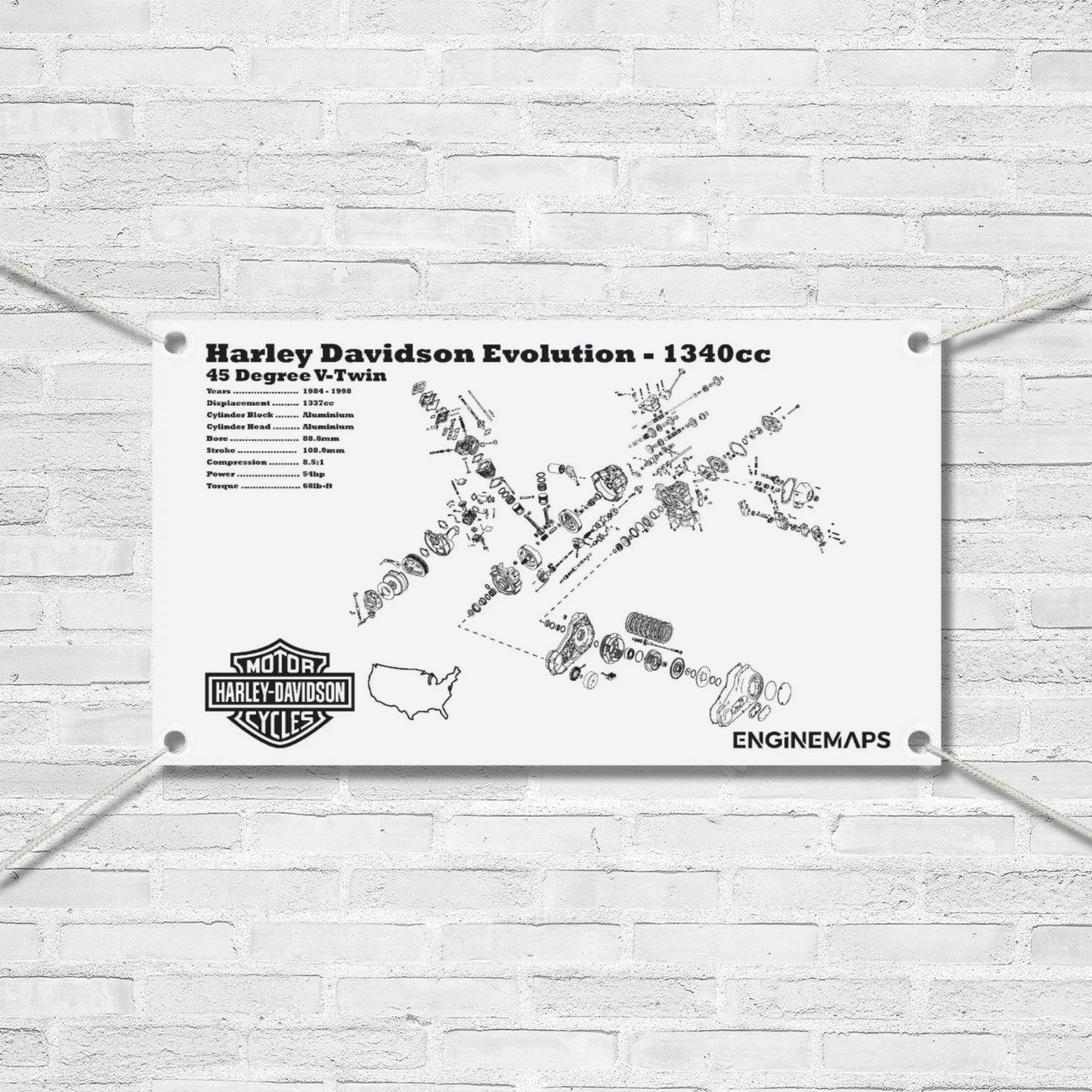 Harley Davidson Evolution 1340cc Exploded View Banner