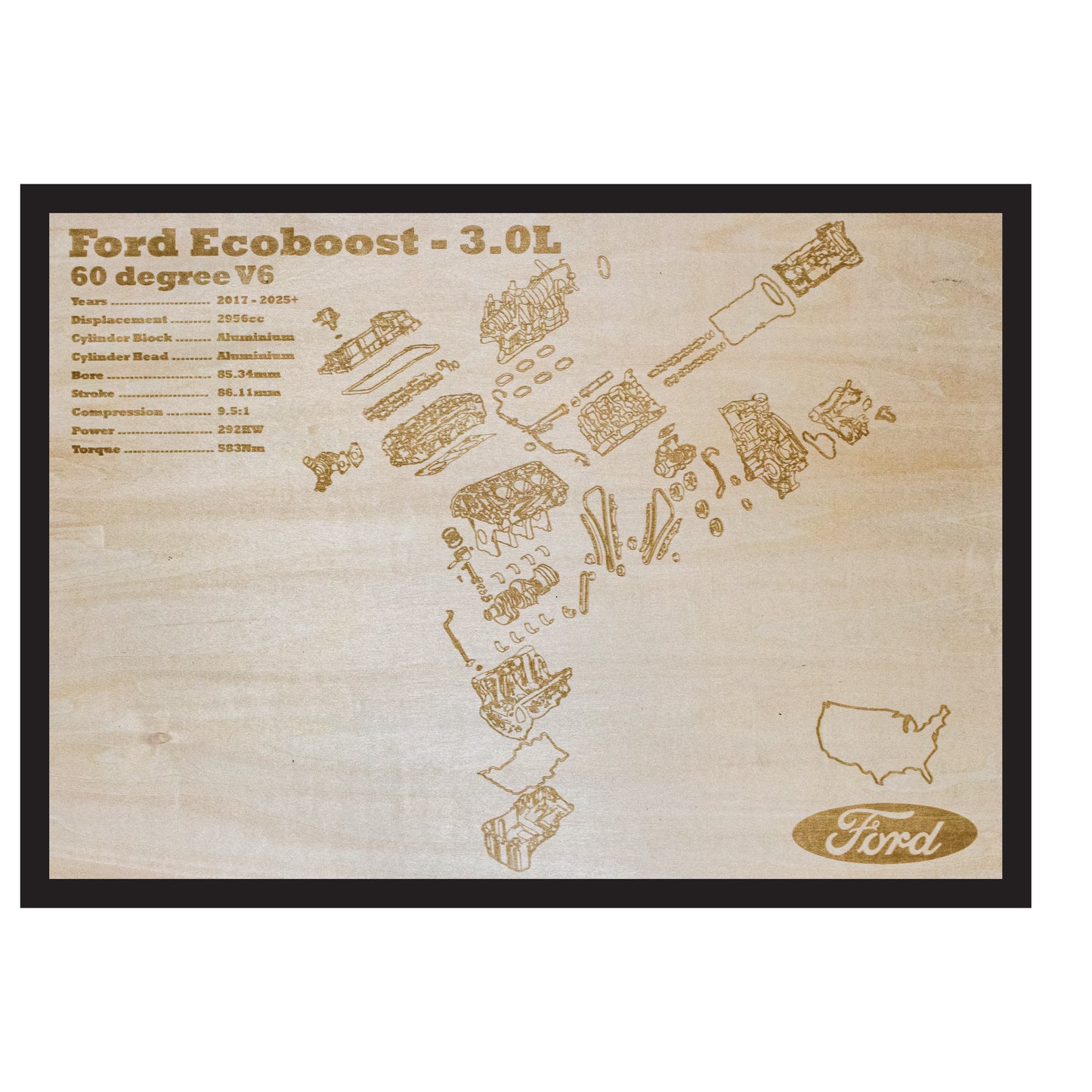 Ford Ecoboost 3.0L Exploded view poster