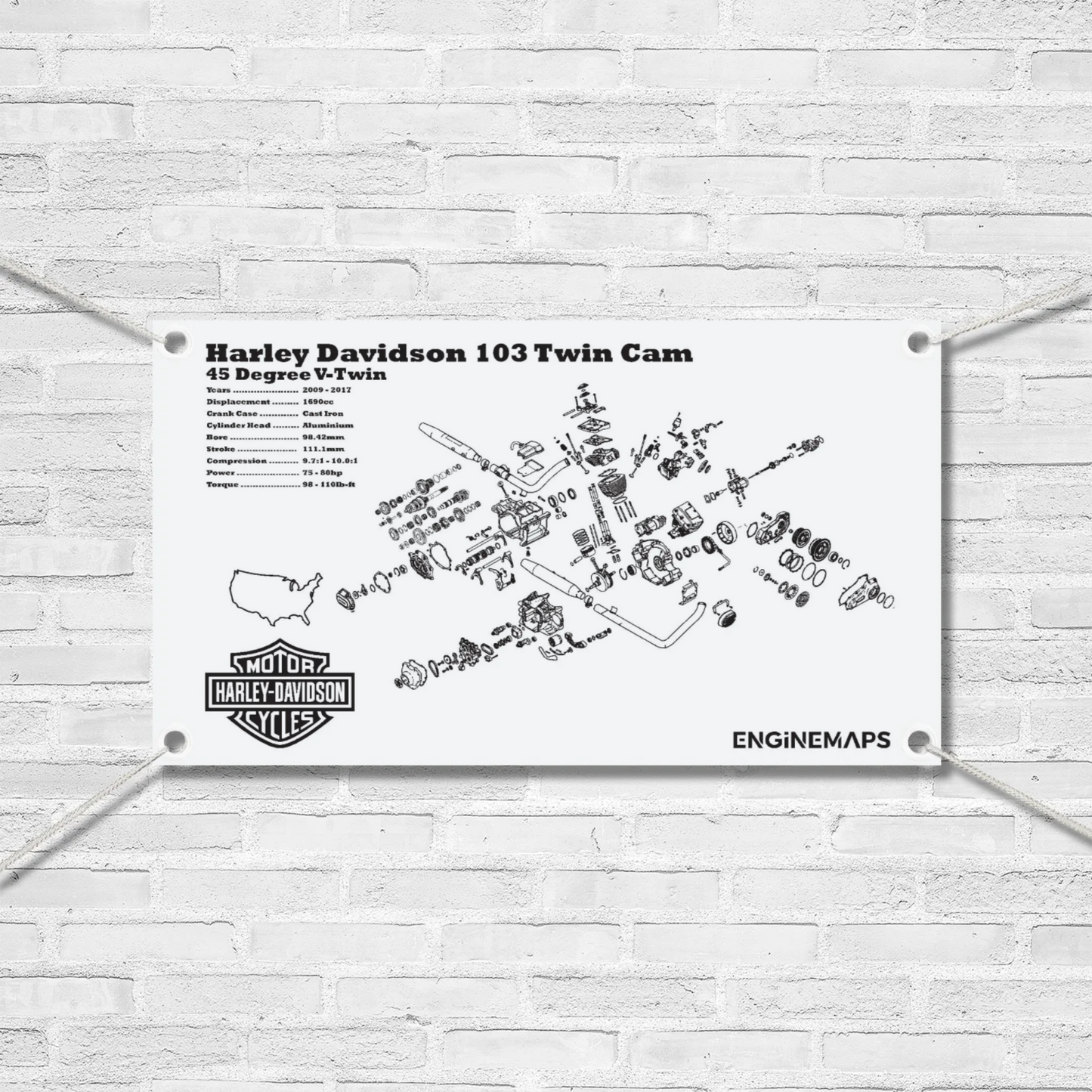 Harley Davidson 103 Twin Cam Exploded View Banner