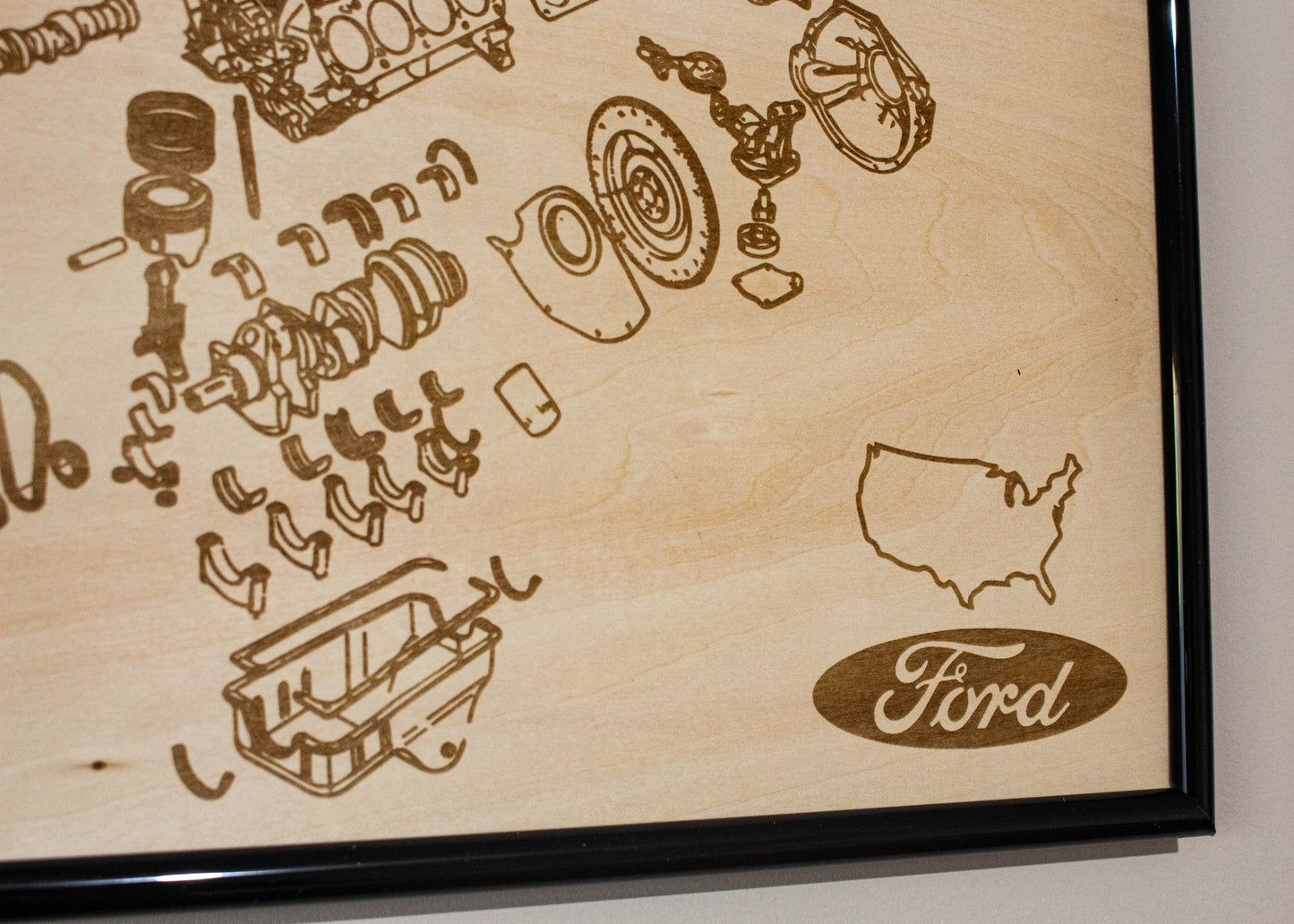 Ford Windsor 302 5.0L exploded view poster