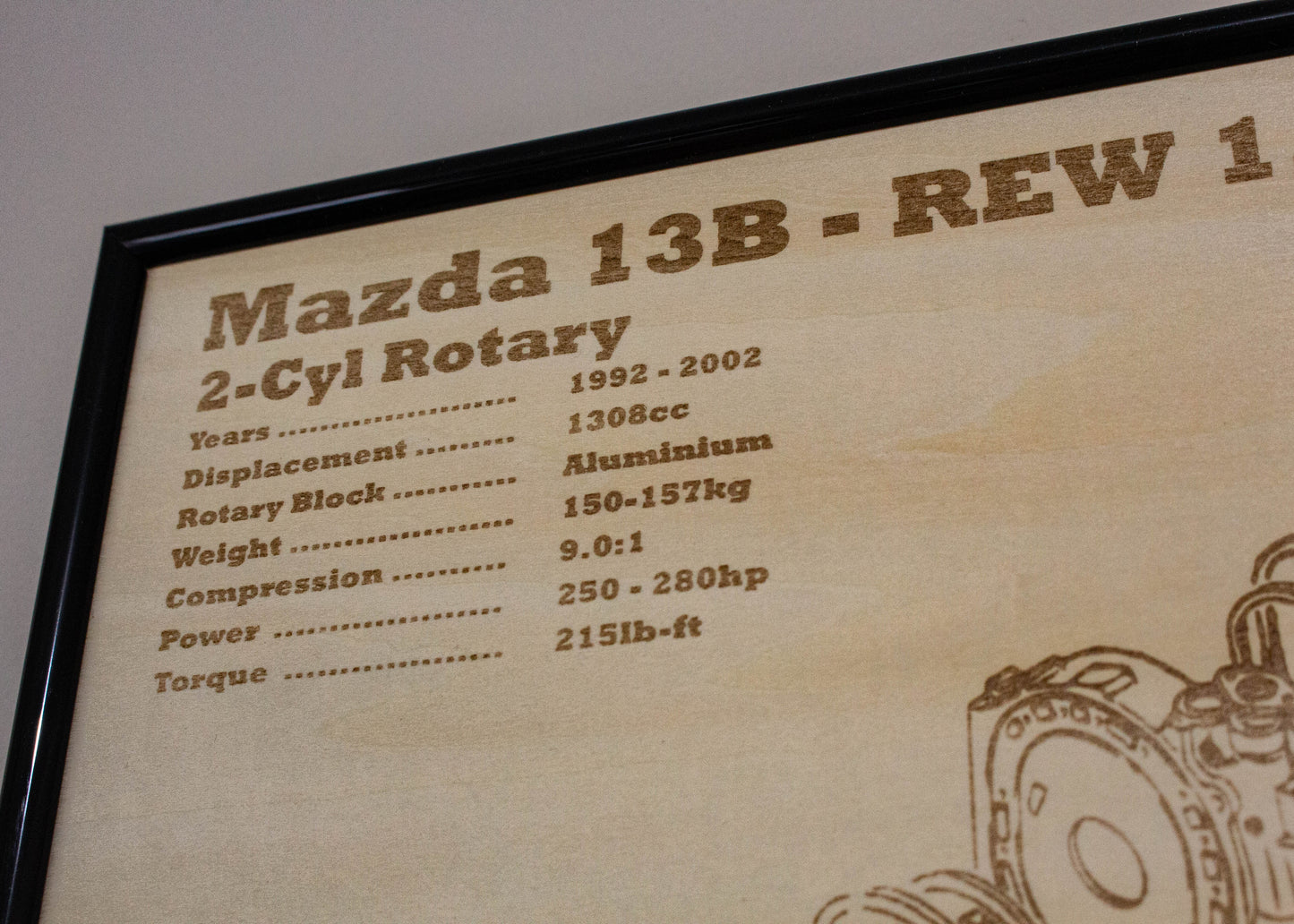 Mazda 13B-REW rotary engine Exploded View Poster