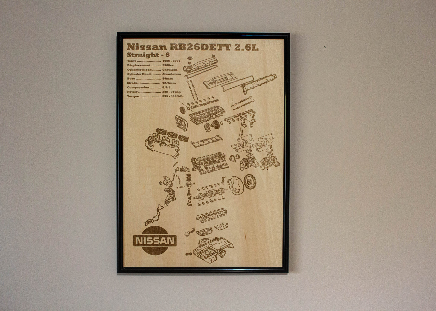Nissan RB26DETT 2.6L exploded view poster