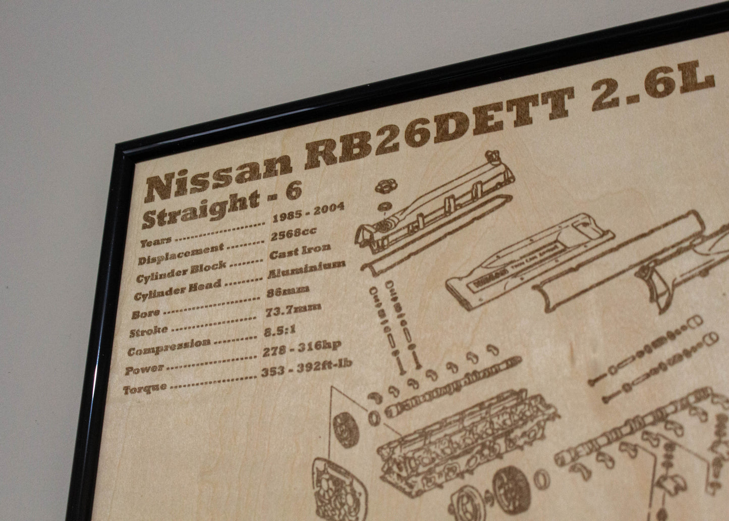 Nissan RB26DETT 2.6L exploded view poster
