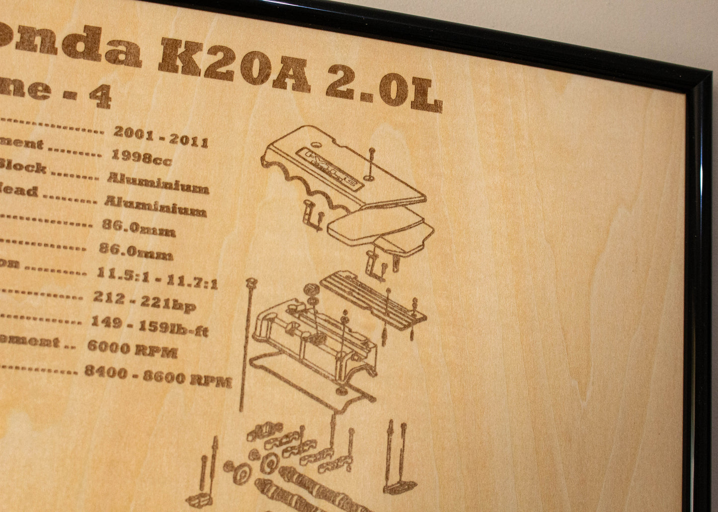 Honda K20A 2.0L (VTEC) Exploded View Poster