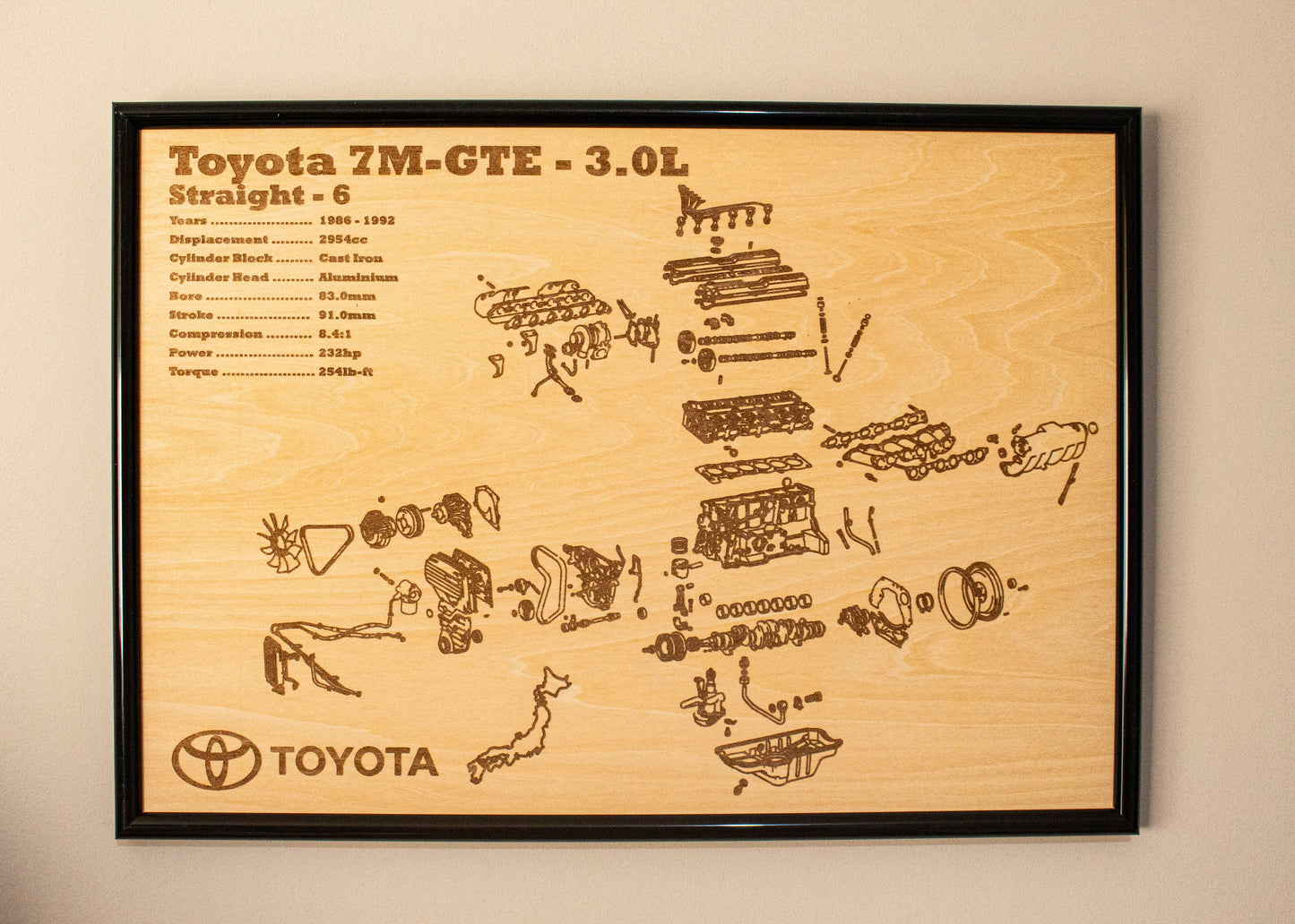 Toyota 7M-GTE 3.0L Exploded View Poster