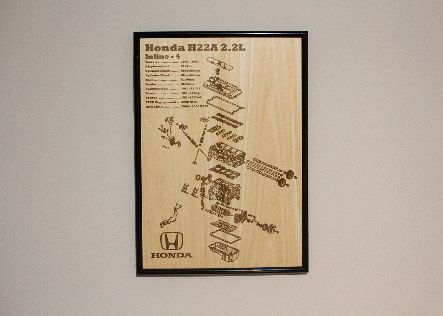 Honda H22A 2.2L (VTEC) Exploded View Poster