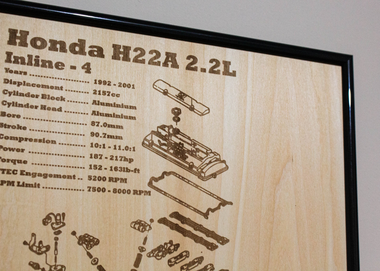 Honda H22A 2.2L (VTEC) Exploded View Poster