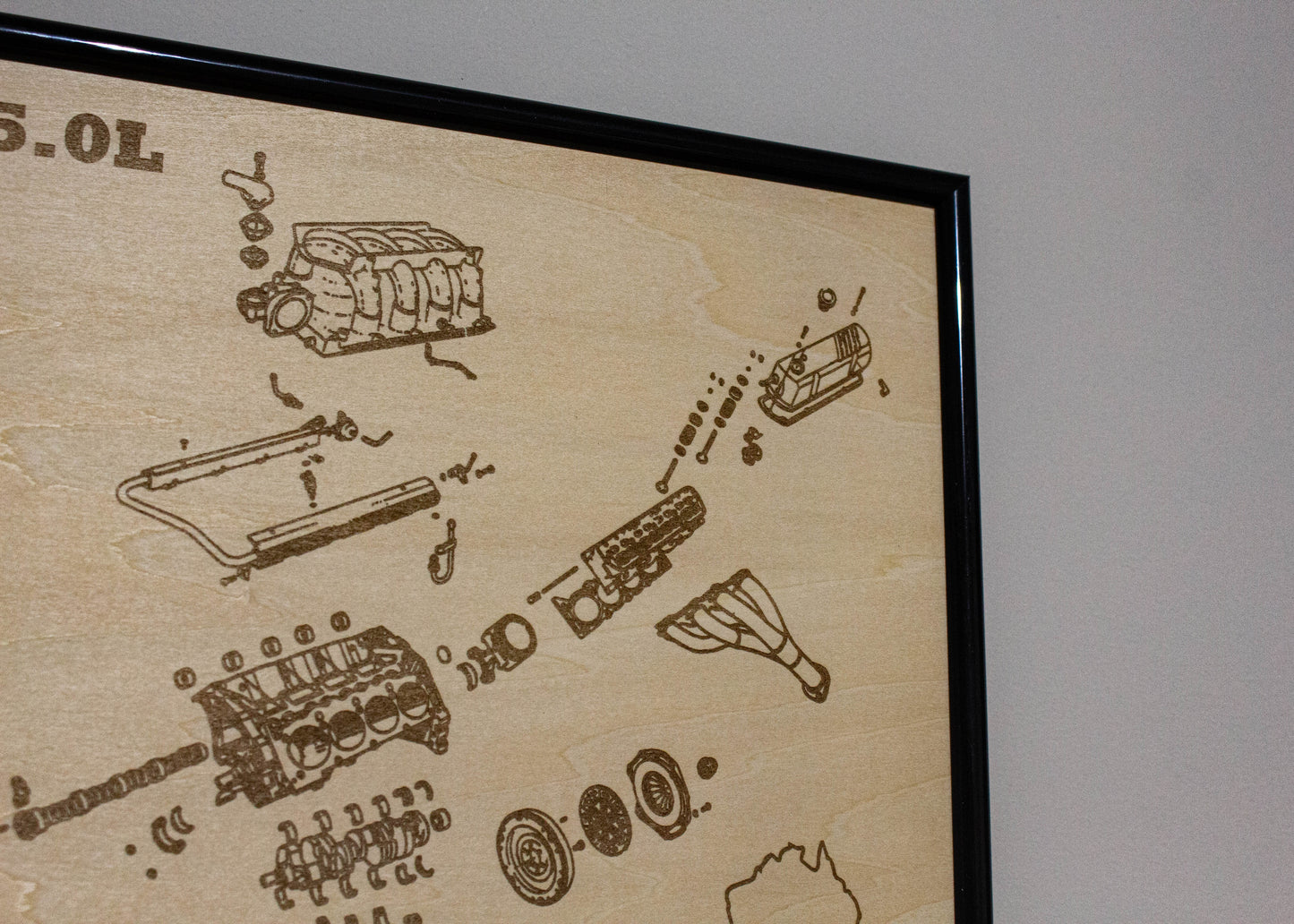 Holden 304 5.0L Engine Exploded View Poster