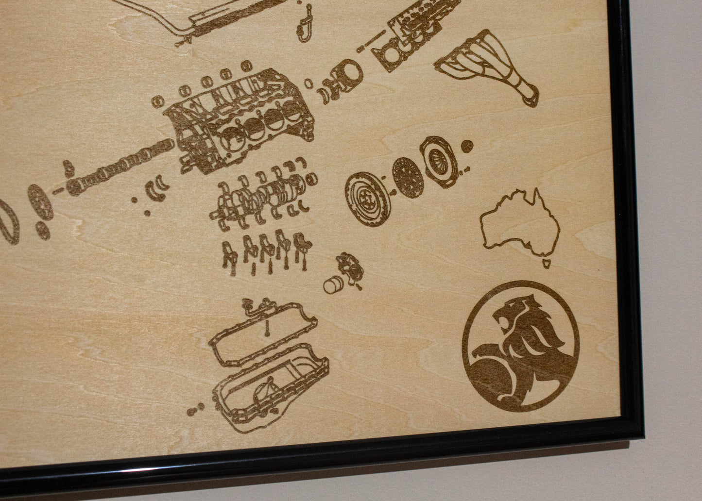 Holden 304 5.0L Engine Exploded View Poster