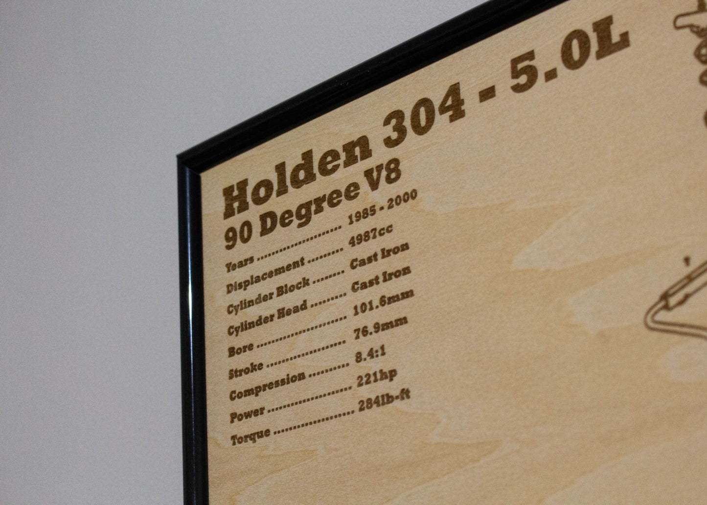 Holden 304 5.0L Engine Exploded View Poster