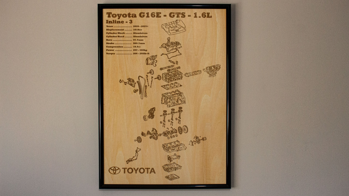 Toyota G16S-GTE 1.6L exploded view poster