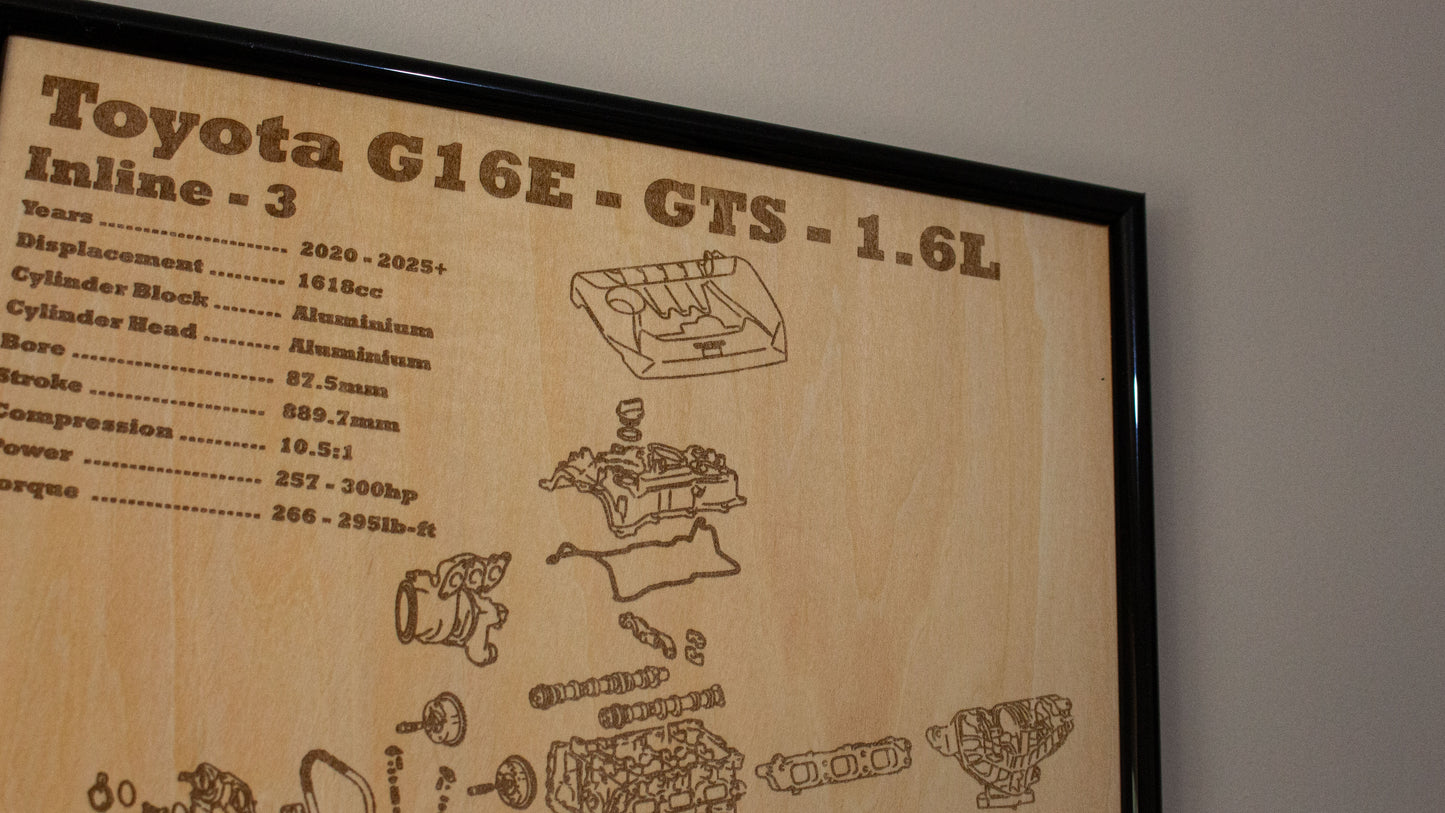 Toyota G16S-GTE 1.6L exploded view poster