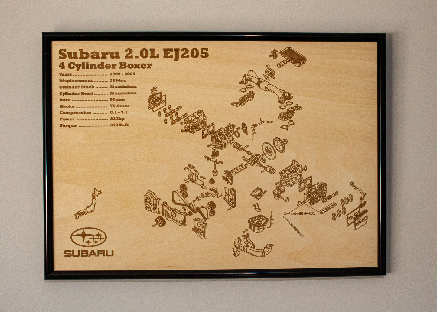 Subaru EJ205 2.0L Exploded View Poster