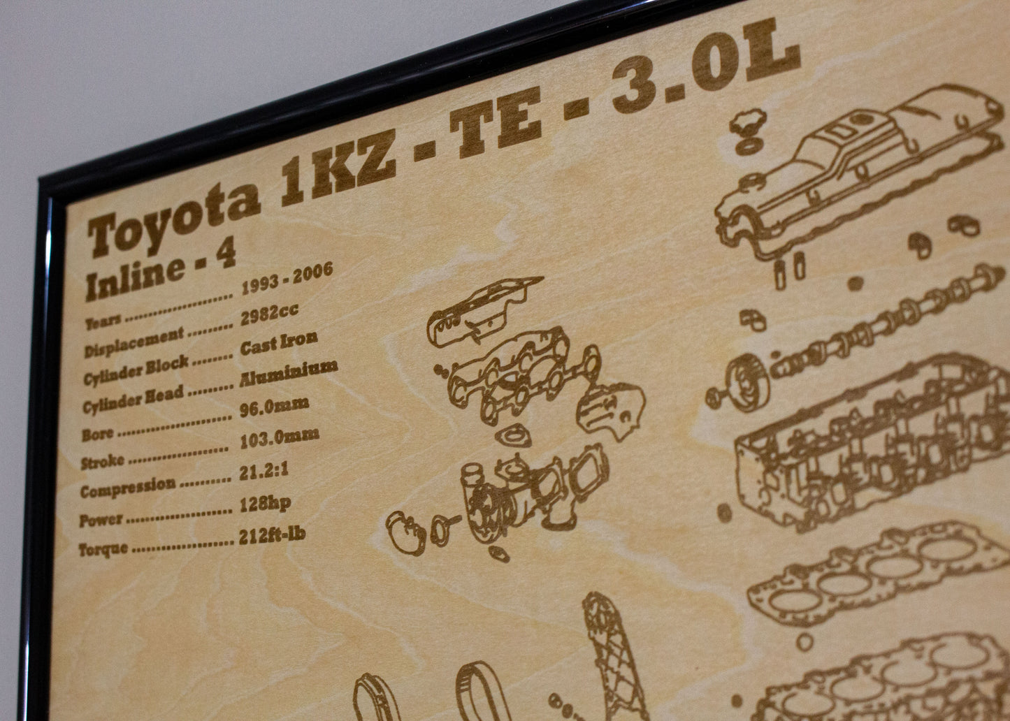 Toyota 1KZ-TE 3.0L Exploded View Poster