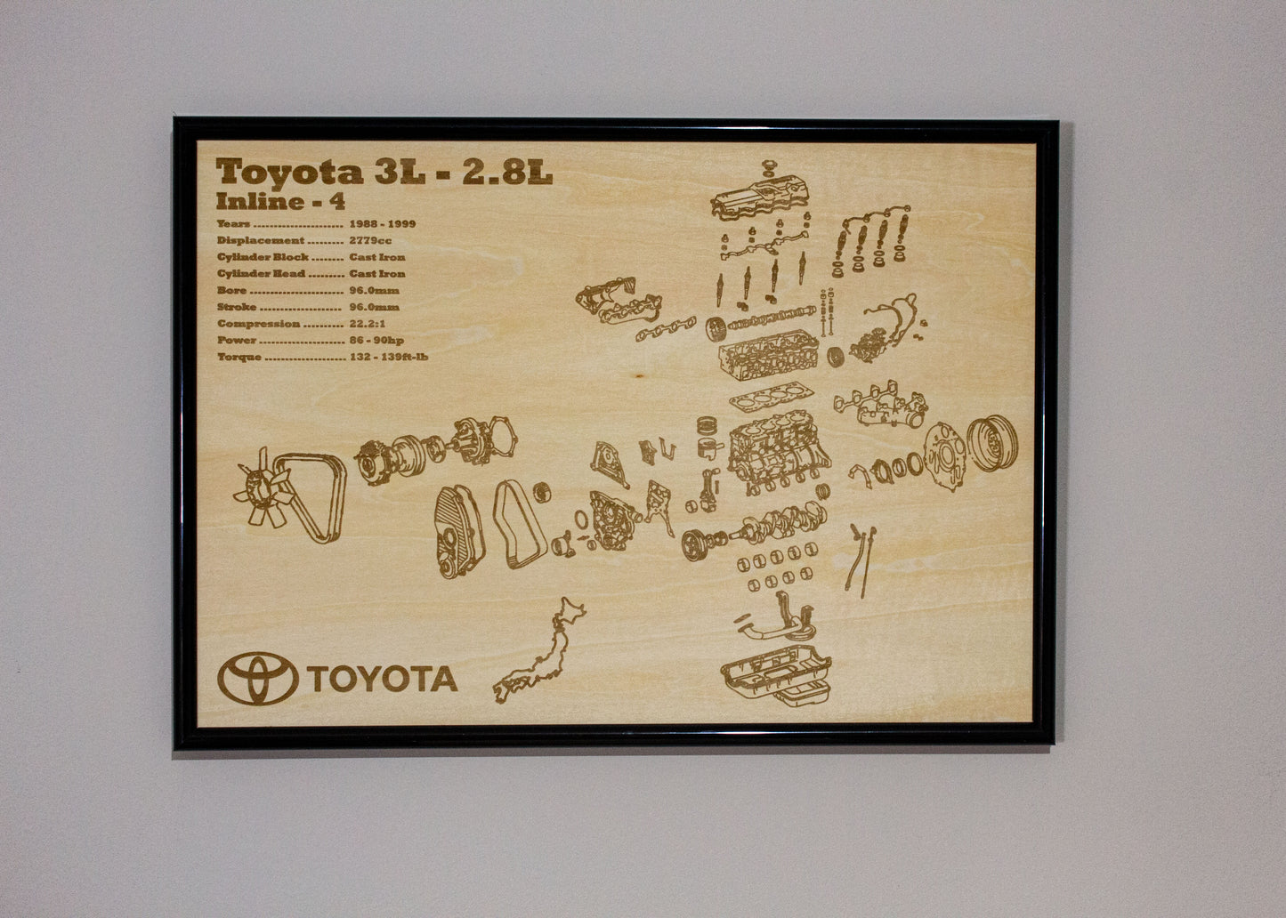 Toyota 3L 2.8L exploded view poster