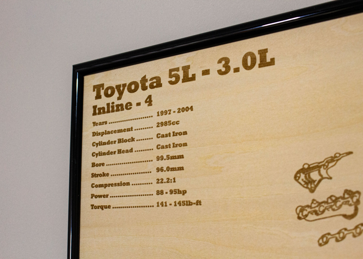 Toyota 5L 3.0L Exploded View Poster