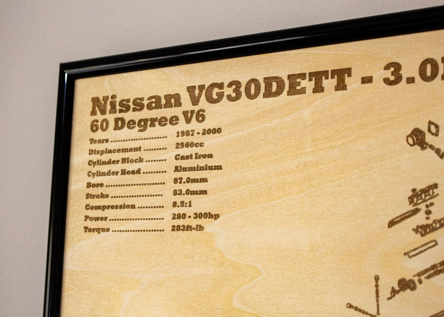 Nissan VG30DETT 3.0L Engine Exploded View Poster