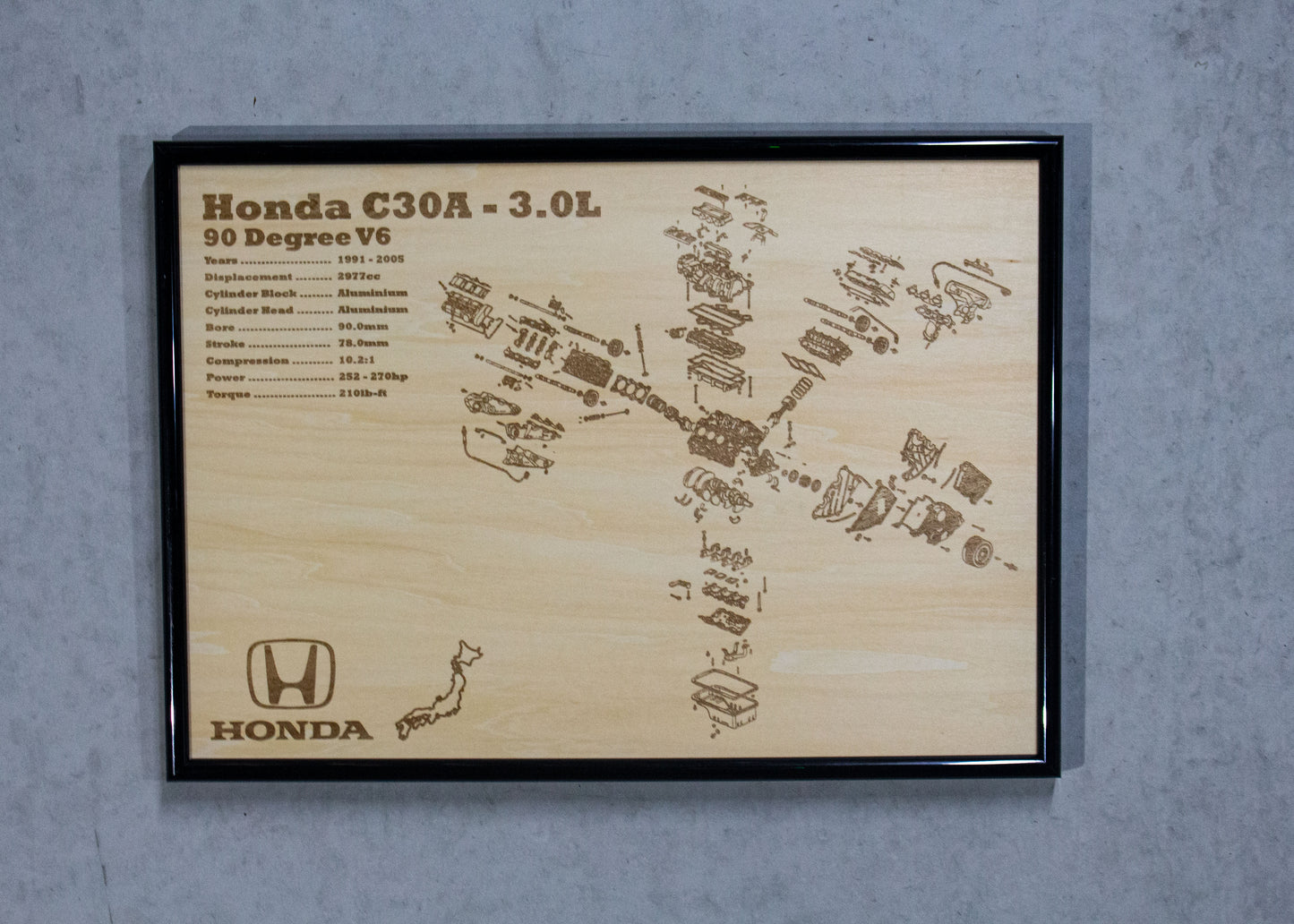 Honda C30A 3.0L Exploded View Poster