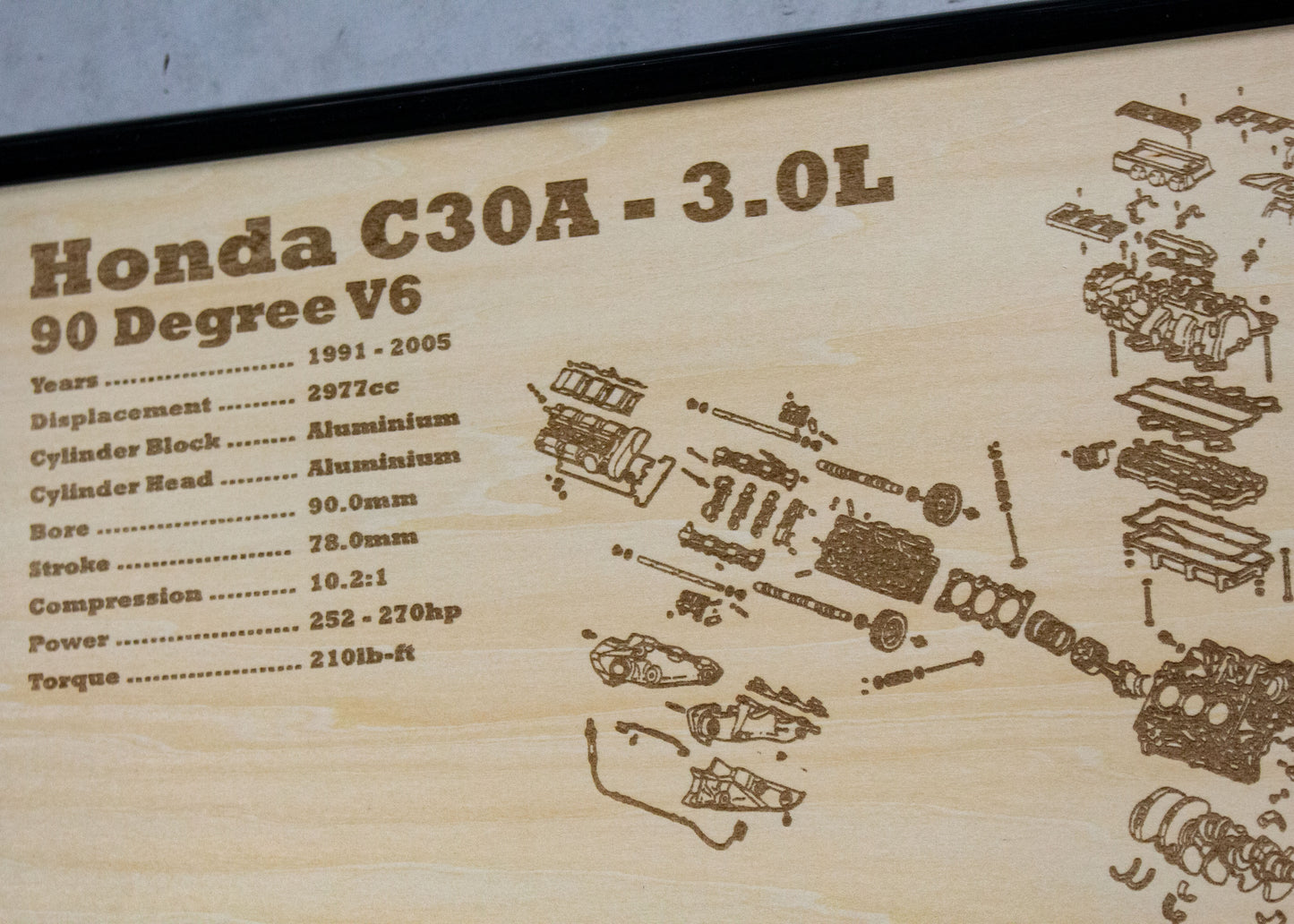 Honda C30A 3.0L Exploded View Poster