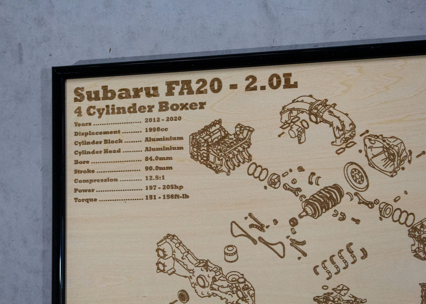 Subaru FA20 2.0L Exploded View Poster
