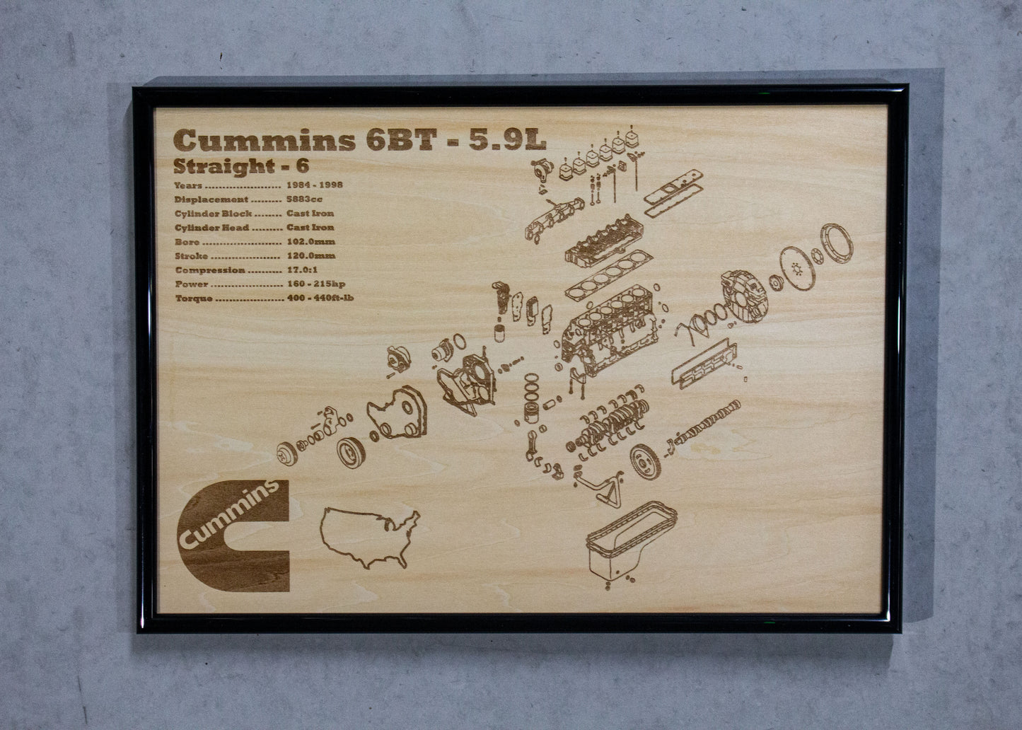 Cummins 6BT 5.9L Exploded View Poster