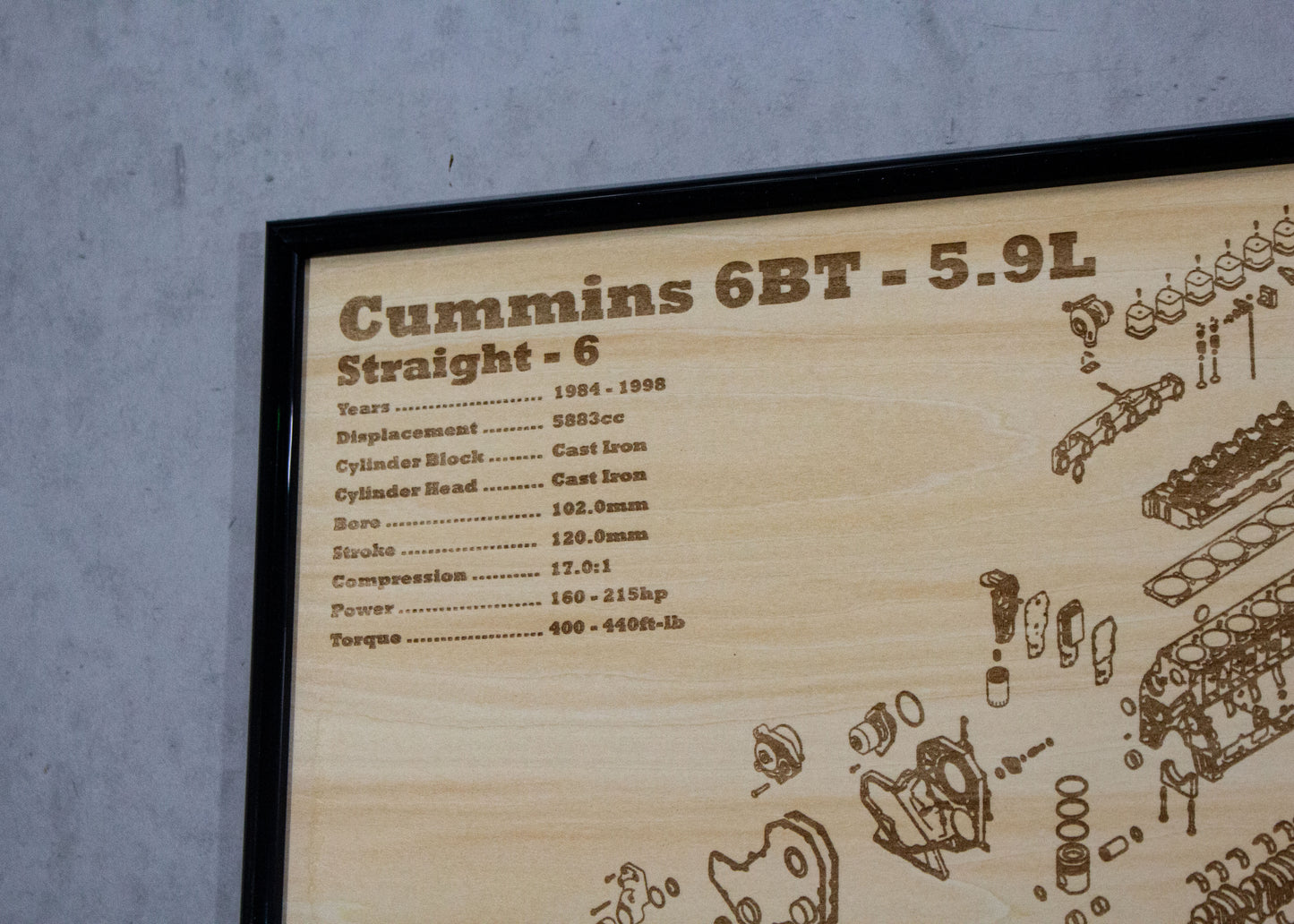 Cummins 6BT 5.9L Exploded View Poster