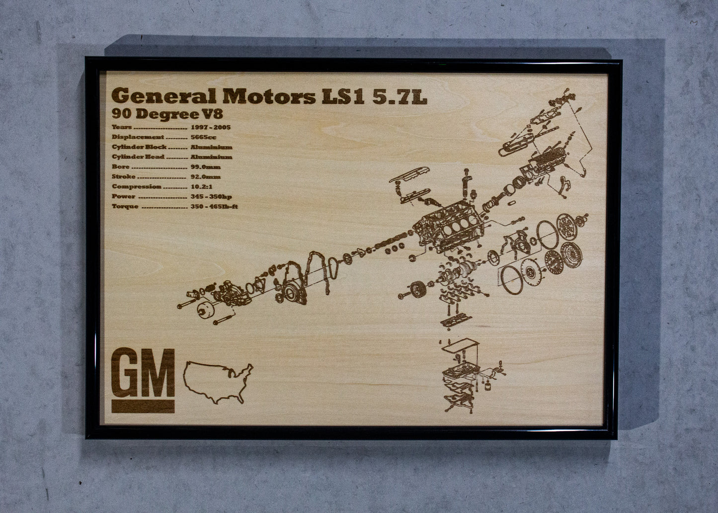 General Motors LS1 5.7L Exploded View Poster