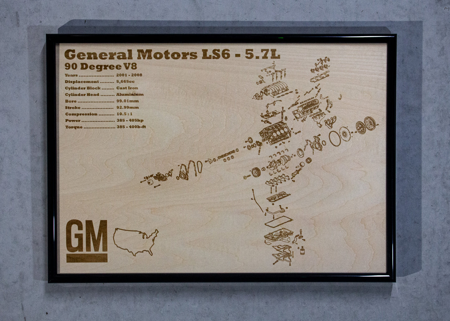 General Motors LS6 5.7L Exploded view poster