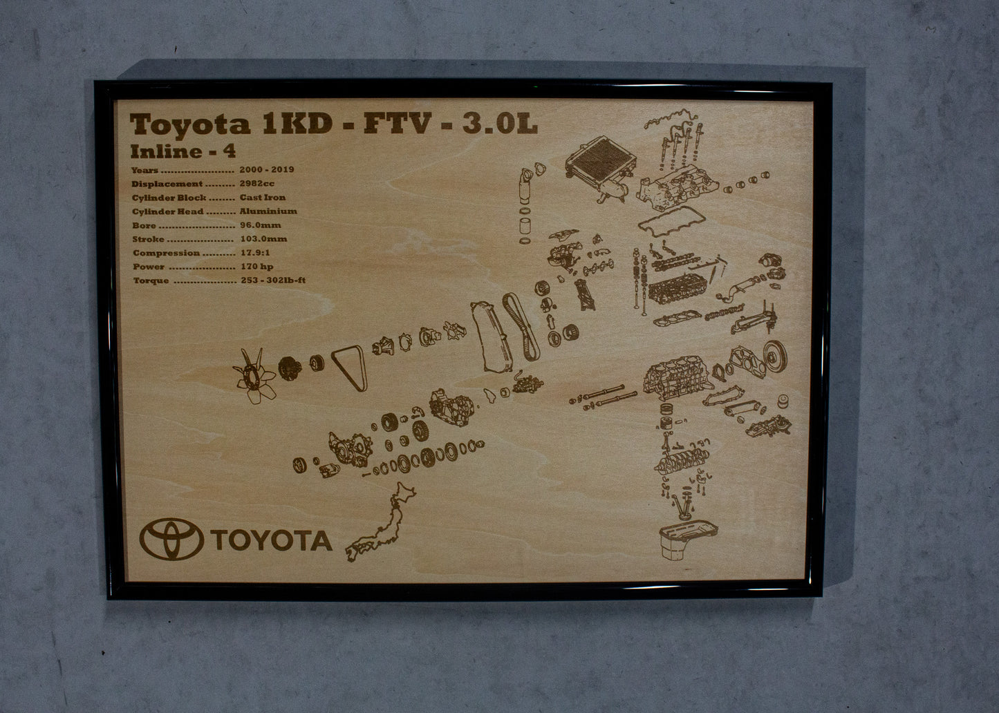 Toyota 1KD-FTV 3.0L exploded view poster