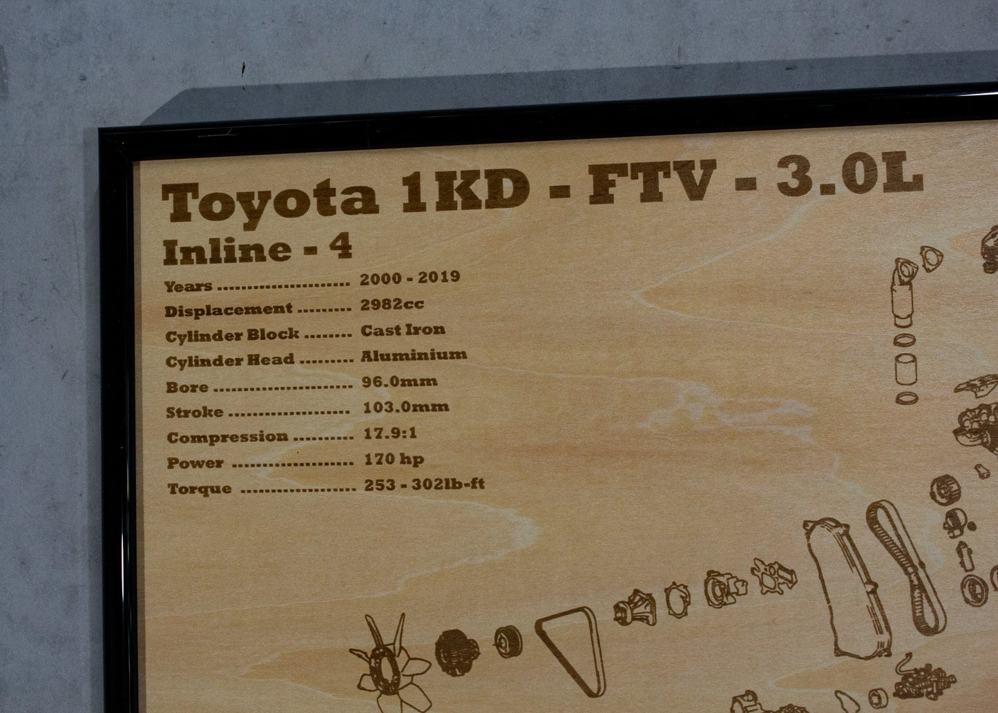 Toyota 1KD-FTV 3.0L exploded view poster