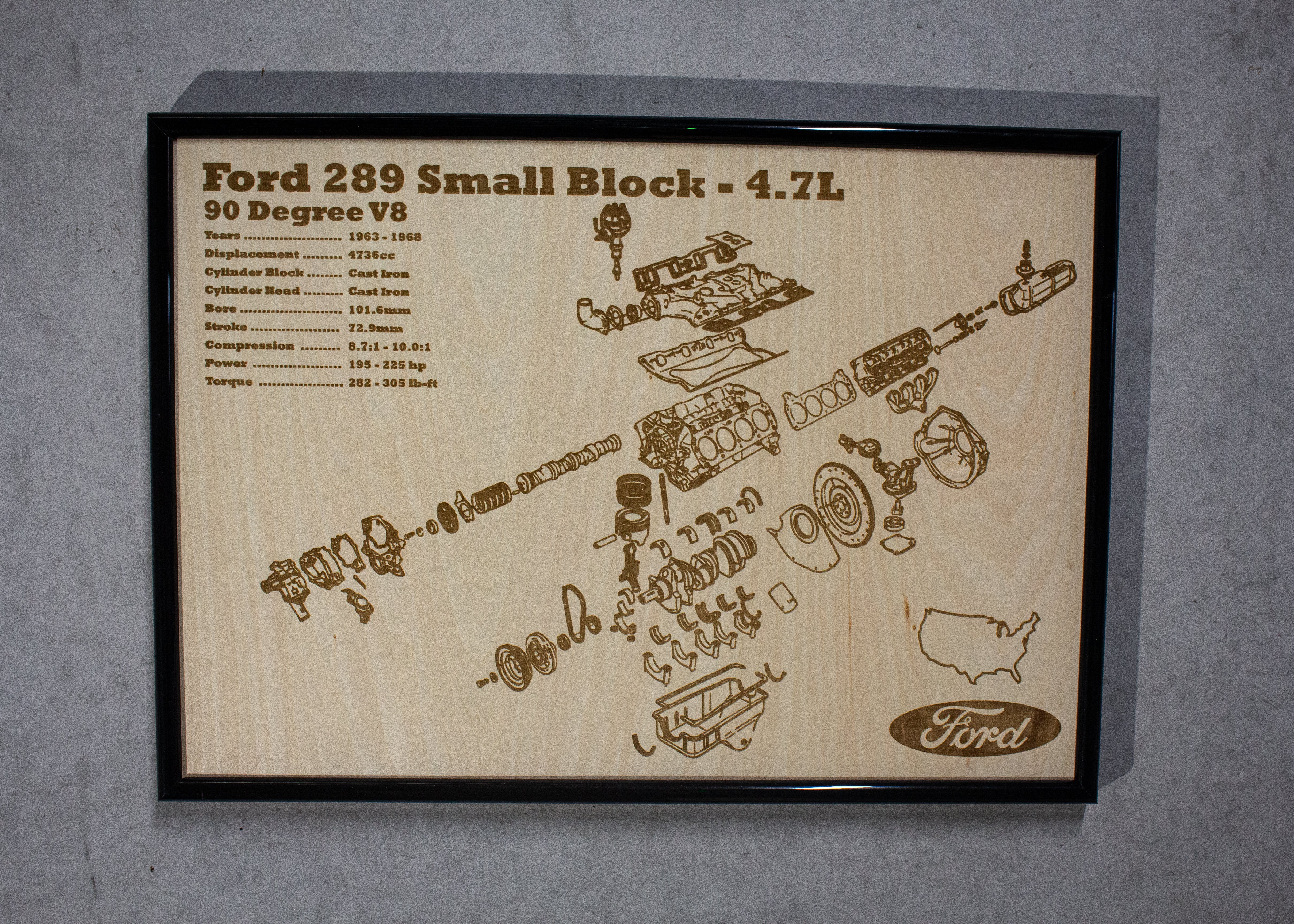 Ford 289 Small Block 4.7L exploded view poster – EngineMaps