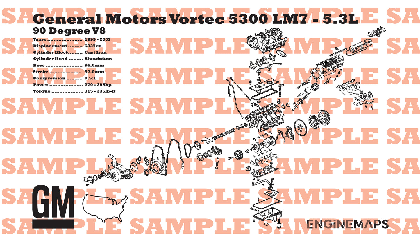 General Motors Vortec 5300 LM7 5.3L Exploded View Banner