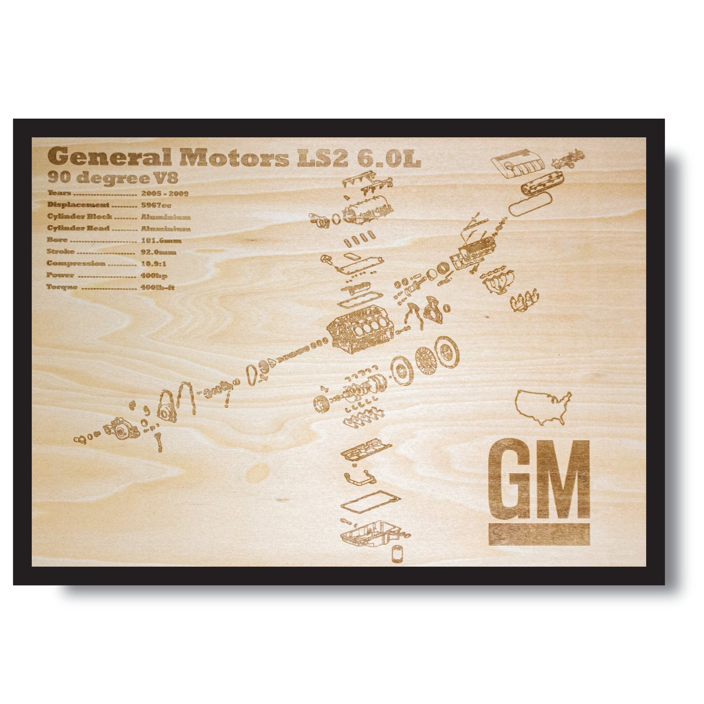 General Motors LS2 6.0L Exploded view poster