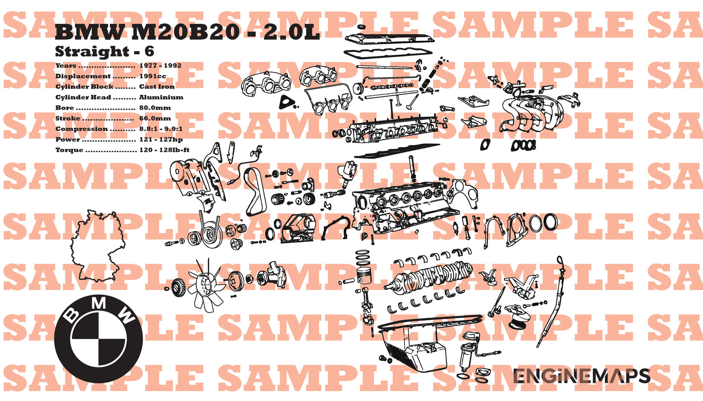 BMW M20B20 2.0L exploded view banner