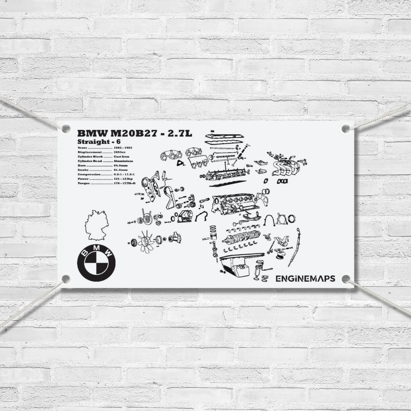 BMW M20B27 2.7L exploded view banner