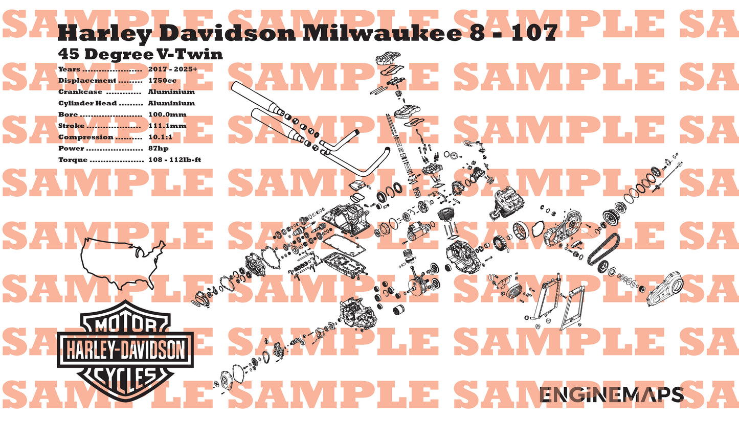 Harley Davidson Milwaukee 8 - 107 Exploded View Banner