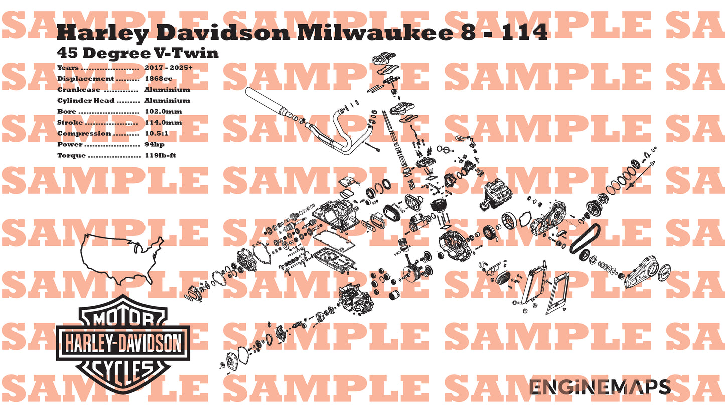 Harley Davidson Milwaukee 8 - 114 Exploded View Banner