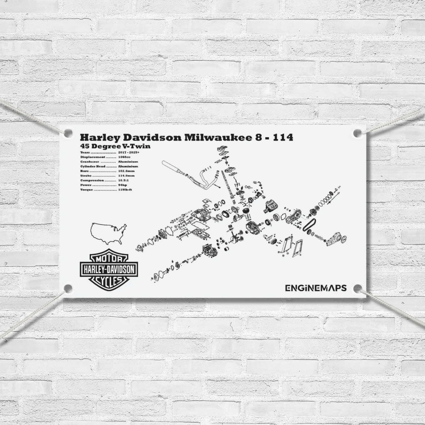 Harley Davidson Milwaukee 8 - 114 Exploded View Banner