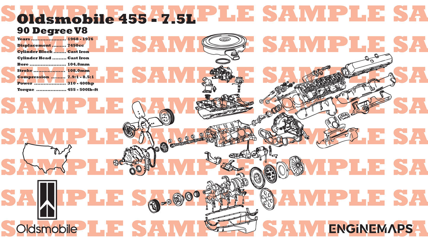 Oldsmobile 455 7.5L Exploded View Banner