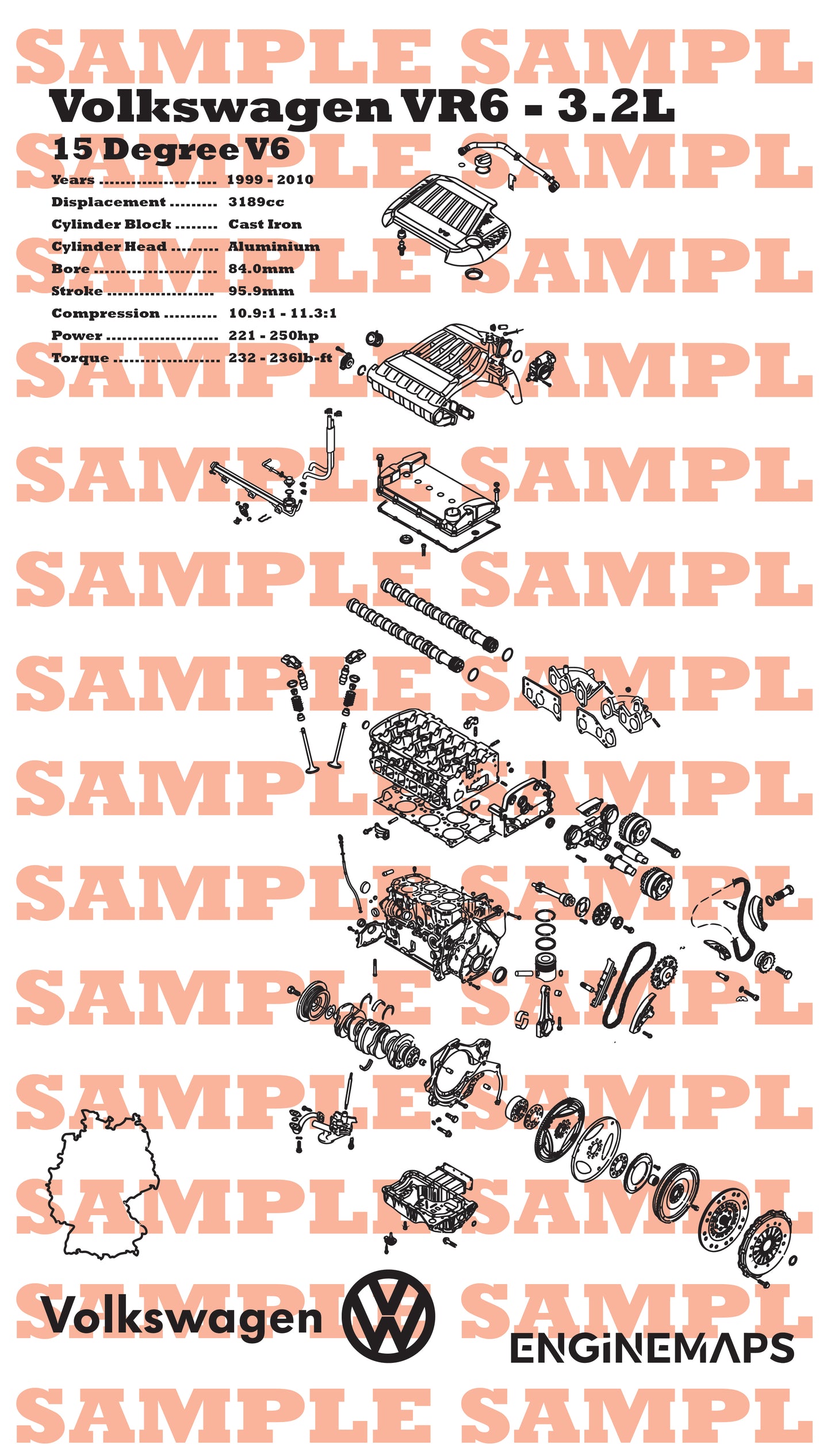 Volkswagen VR6 24 valve 3.2L Exploded View Banner
