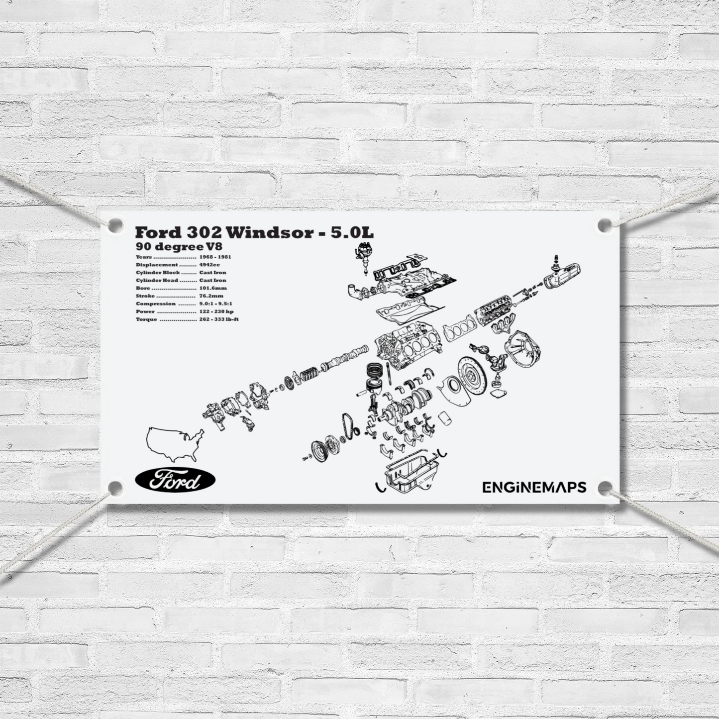 Ford Windsor 302 5.0L Exploded View Banner