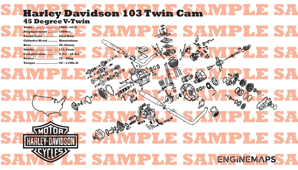 Harley Davidson 103 Twin Cam Exploded View Banner – EngineMaps